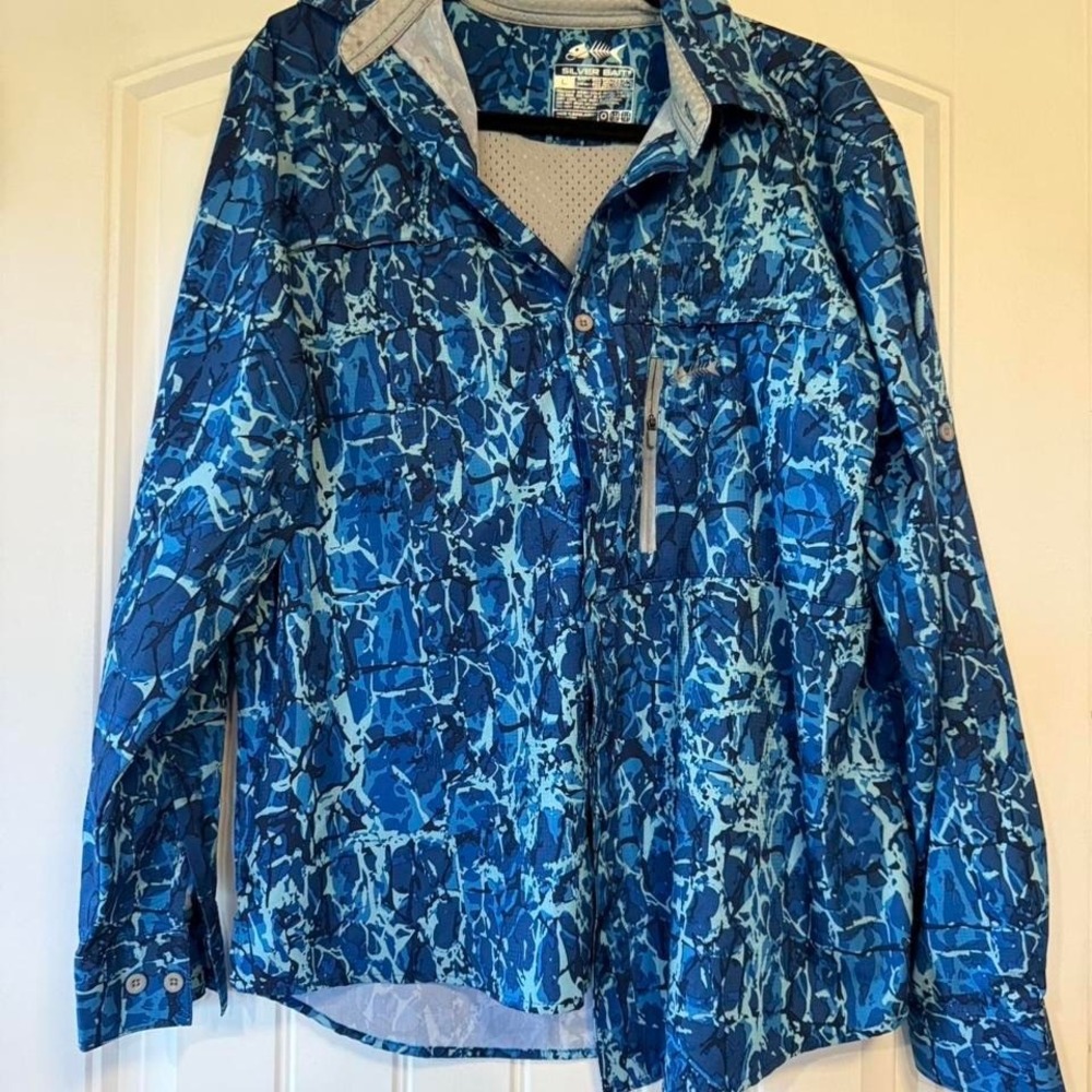 Silver Bait Blue‎ Fishing Shirt Large